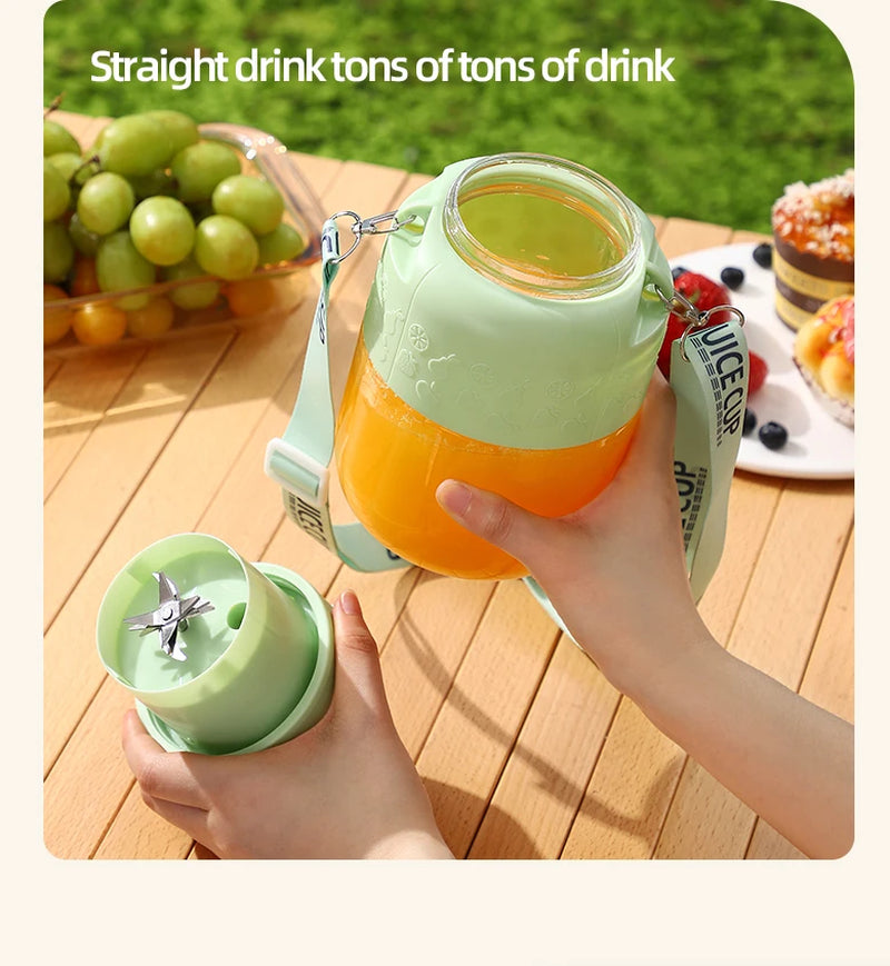 Portable USB Rechargeable Electric Juice Cup, 27 Fl Oz Large Capacity Multifunctional Mini Blender for Smoothies, Milkshakes, An