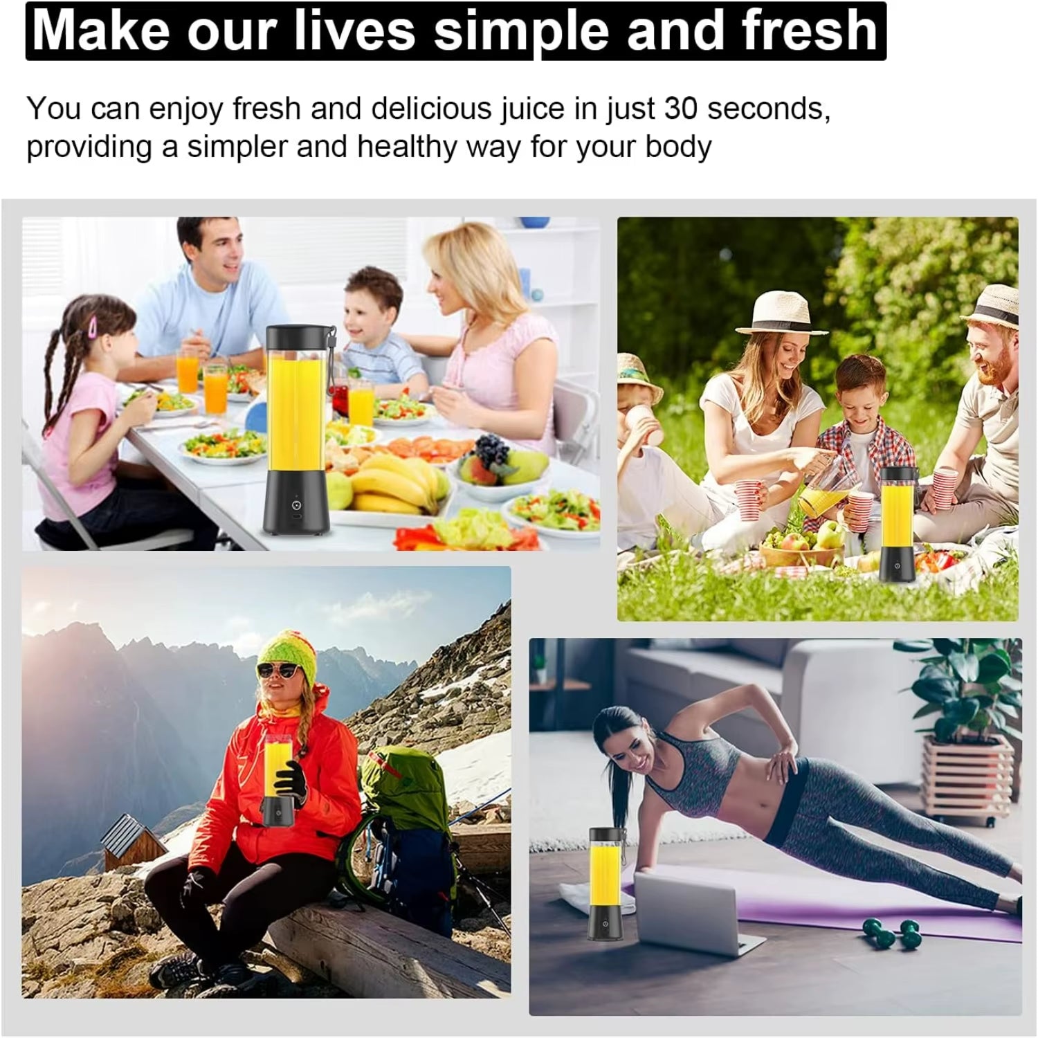 High-Speed USB Rechargeable Portable Personal Blender with Powerful 4000Mah Battery - Perfect for Making On-The-Go Protein Shake