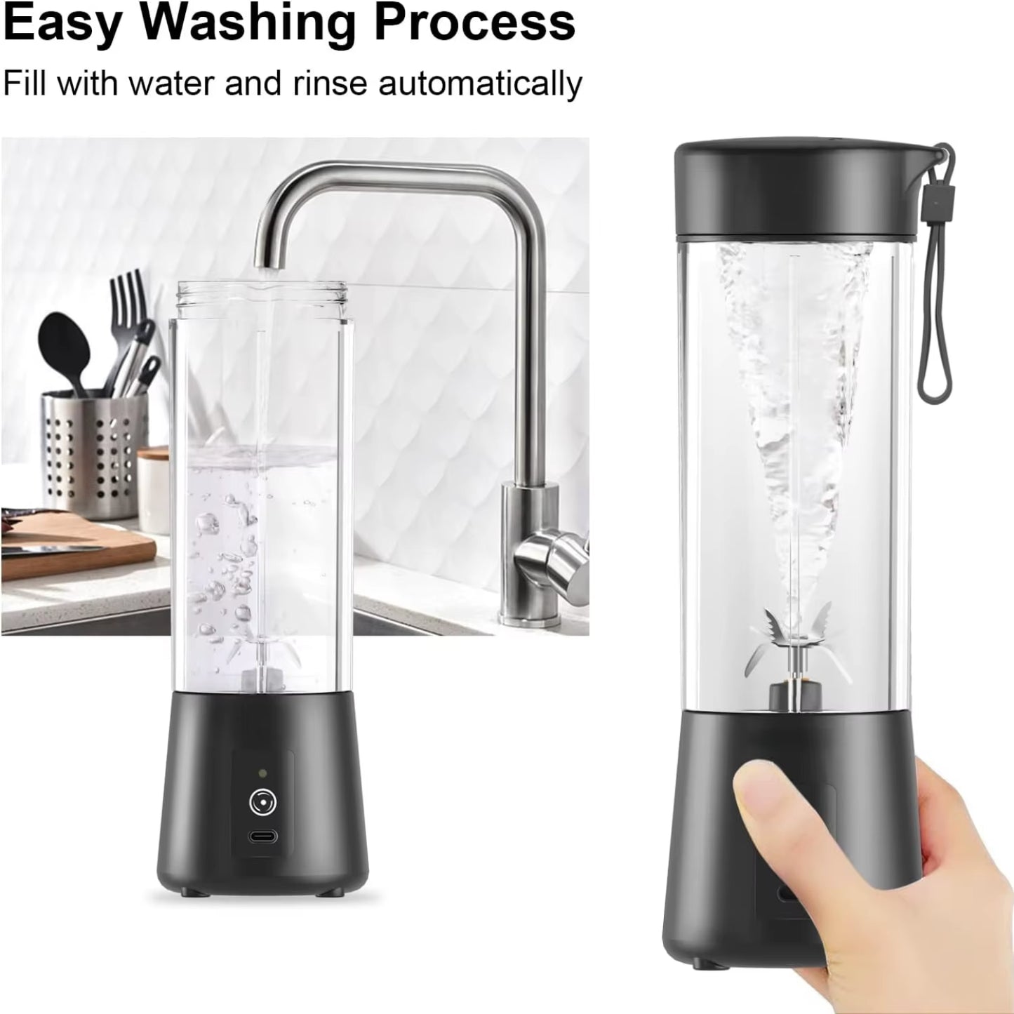 High-Speed USB Rechargeable Portable Personal Blender with Powerful 4000Mah Battery - Perfect for Making On-The-Go Protein Shake