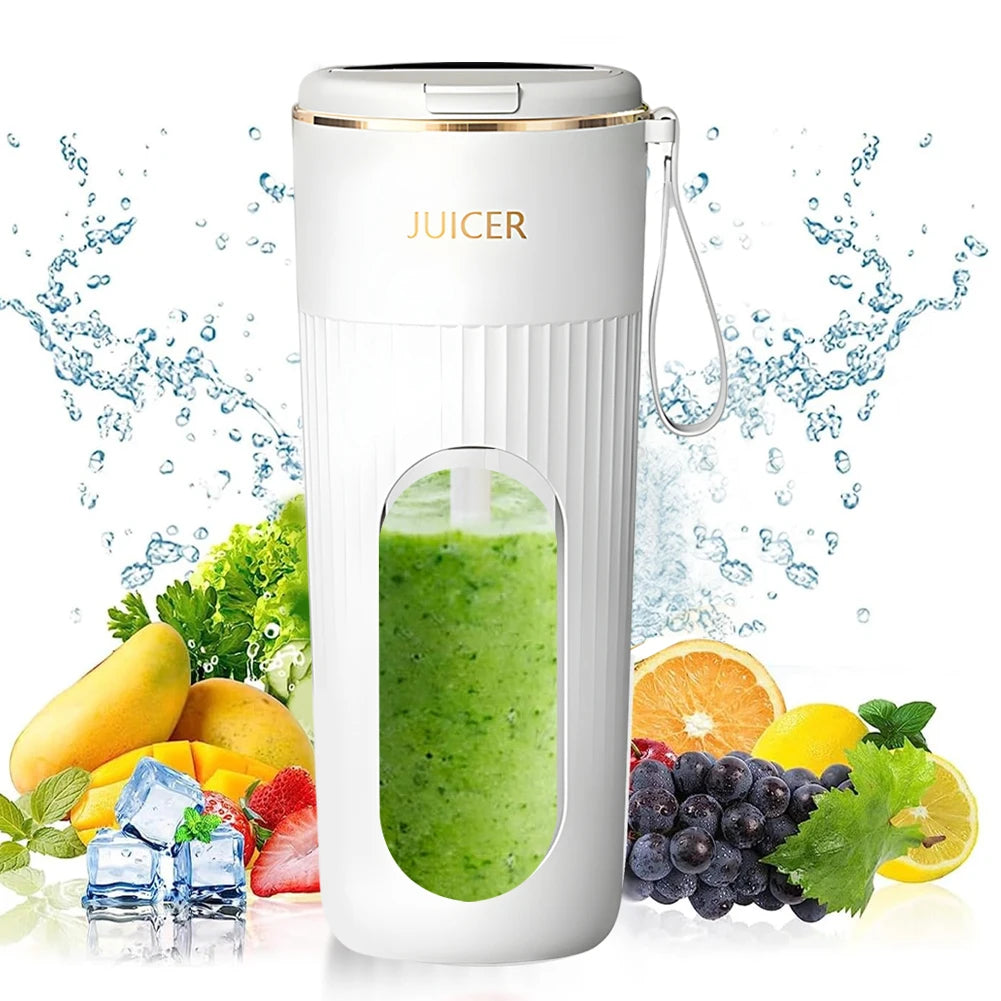 340Ml Portable Juicer Electric Juicer Cup Rechargeable Blender Cup 1200Mah Mini Electric Juicer 14 Blades for Home Office Travel