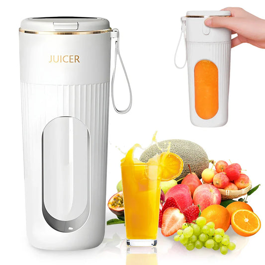 340Ml Portable Juicer Electric Juicer Cup Rechargeable Blender Cup 1200Mah Mini Electric Juicer 14 Blades for Home Office Travel