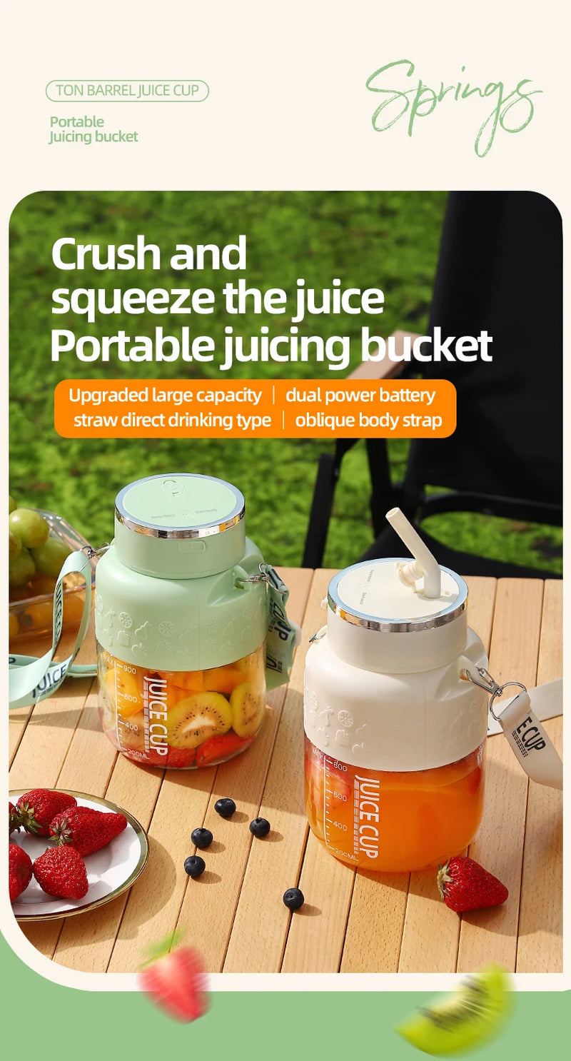 Portable USB Rechargeable Electric Juice Cup, 27 Fl Oz Large Capacity Multifunctional Mini Blender for Smoothies, Milkshakes, An